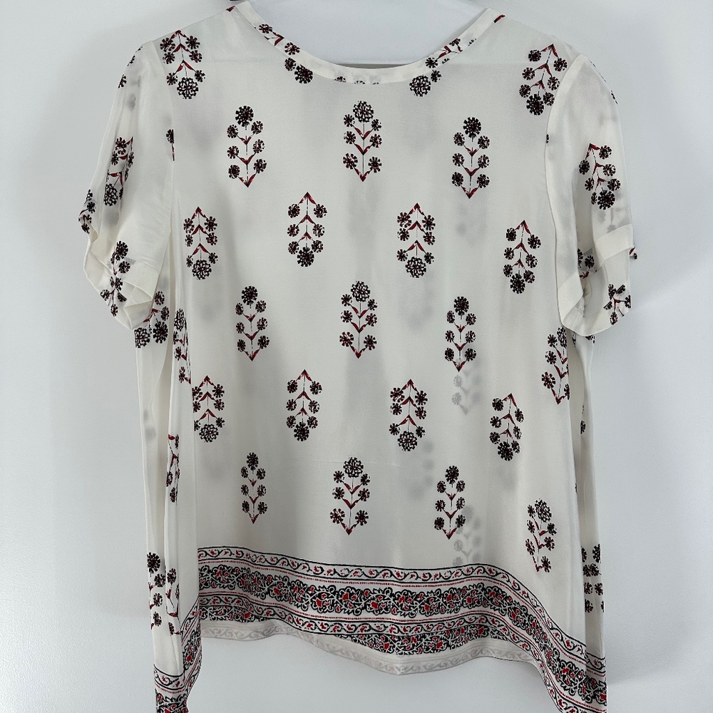 Madewell Silk Short-Sleeved Floral Printed Top